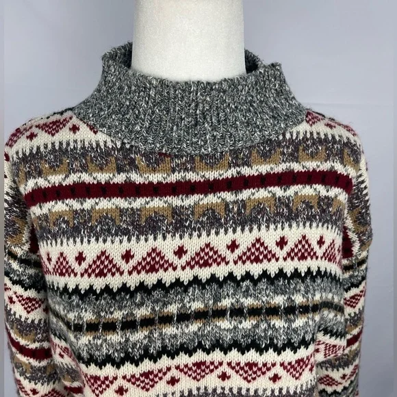 Carly Blake multi colored mock turtleneck pull over cotton sweater women’s M - Picture 7 of 15